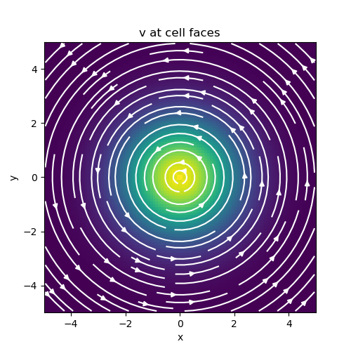 v at cell faces